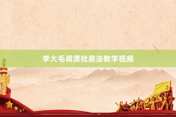李大毛调漂找底法教学视频